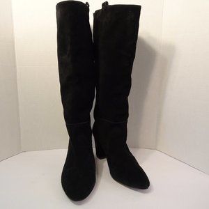 J CREW Black Suede Knee High Pull On Boots Size 11